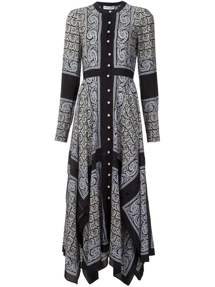 Altuzarra Paisley Print Shirt Dress, Women's, Size: 46, Black, Silk