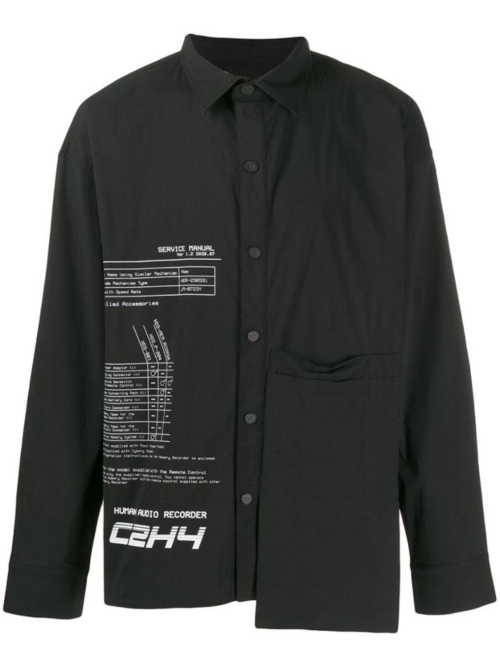 C2h4 Printed Asymmetric Shirt - Black