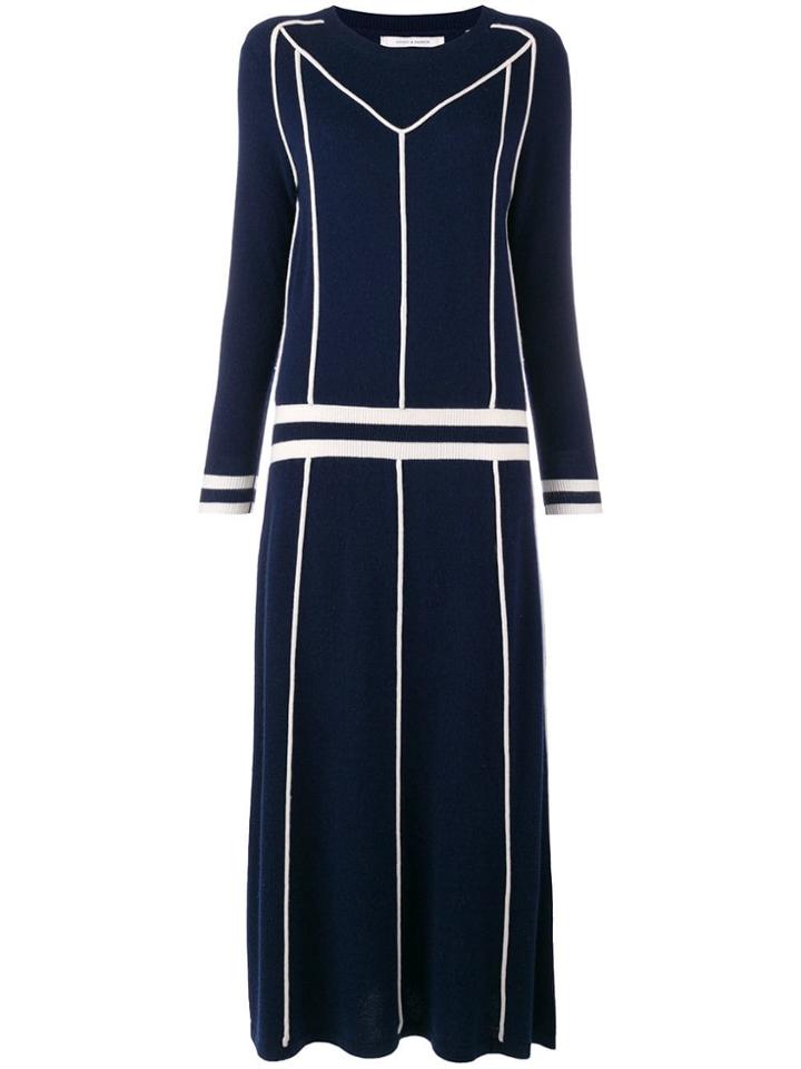 Chinti & Parker Contrast Sweater Midi Dress - Blue