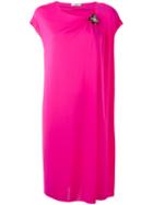Lanvin - Draped Dress With Crystal Corsage - Women - Viscose - 38, Pink/purple, Viscose