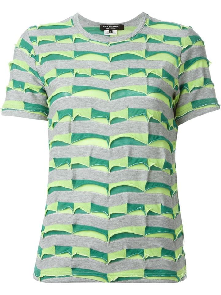 Junya Watanabe Comme Des Garçons Panel Striped T-shirt, Women's, Size: M, Green, Cotton