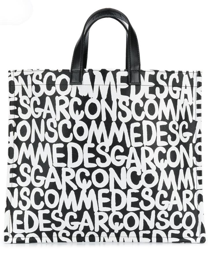 Comme Des Garçons Logo Print Shopper Tote - Black
