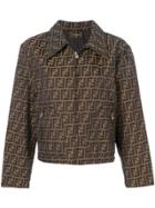 Fendi Vintage Logo Print Zip-up Jacket - Brown