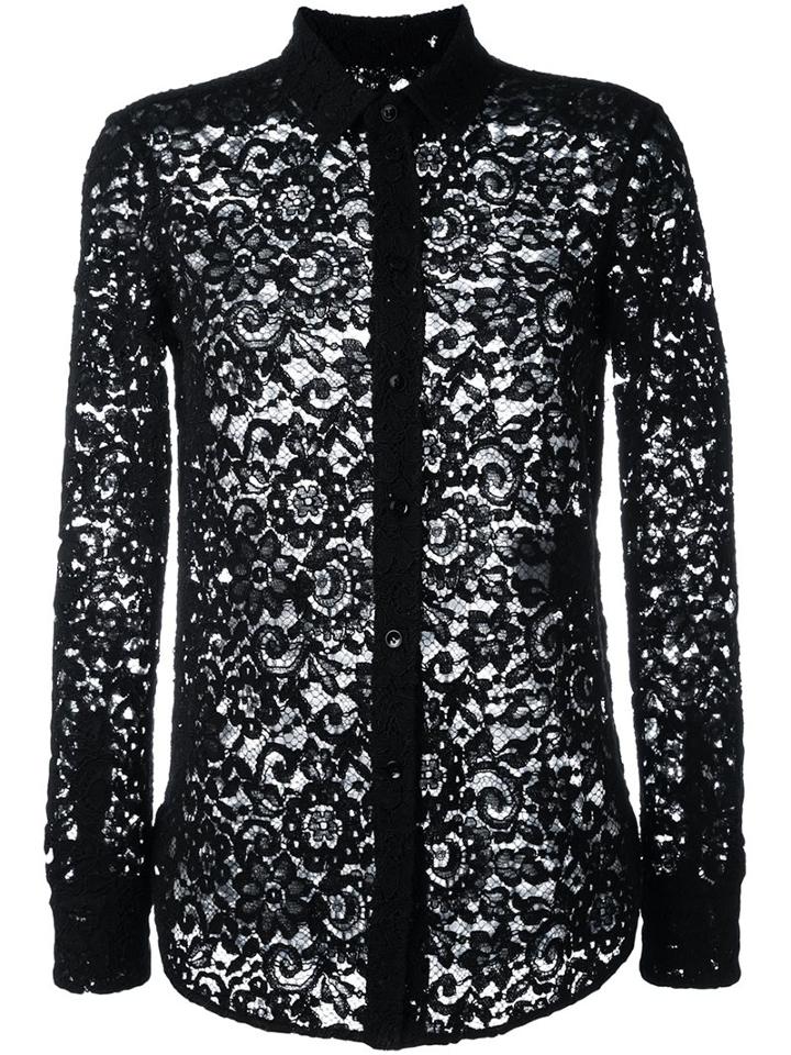 Saint Laurent Floral Lace Long Sleeve Shirt