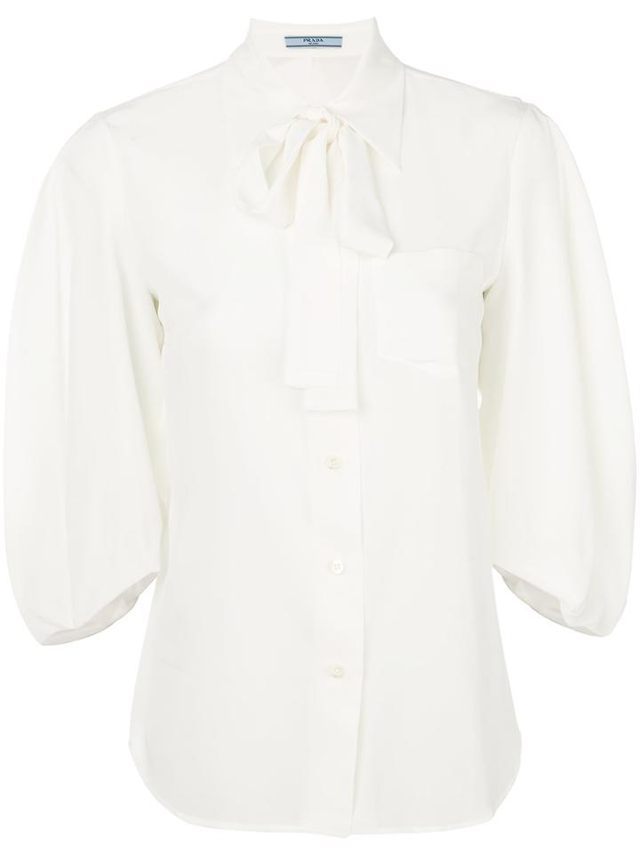 Prada Pussy Bow Shirt - White