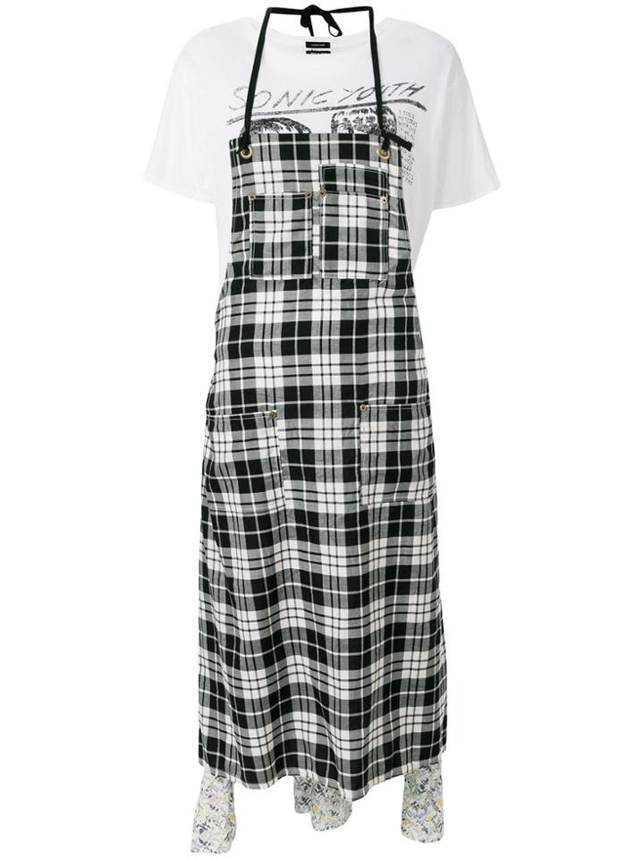 R13 Contrast Panel Apron Effect Dress - Black