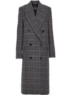 Burberry Prince Of Wales Check Wool Tailored Coat - Grey