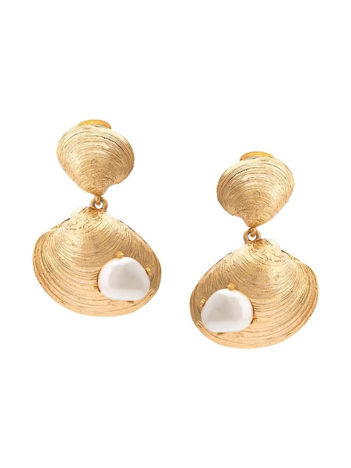 Oscar De La Renta Sea Shell Earring - Gold
