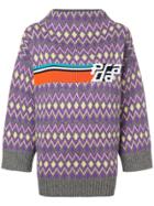 Prada Logo Intarsia Knitted Jumper - Purple