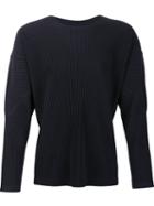 Homme Plissé Issey Miyake Pleated Bishop Sleeve Sweatshirt, Men's, Size: 4, Blue, Recycled Polyester
