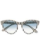 Gucci Eyewear Striped Cat-eye Frame Sunglasses - Neutrals