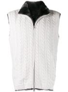 N.peal Cable Knit Fur Lined Gilet - Grey