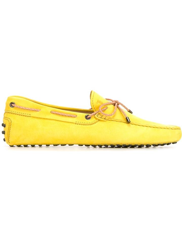 Tod S Gommino Loafers, Men's, Size: 12, Yellow/orange, Calf Leather/leather/rubber