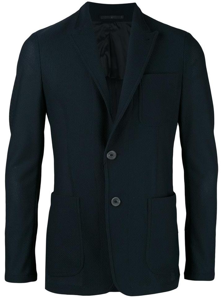 Giorgio Armani Two Button Blazer, Men's, Size: 56, Blue, Polyamide/spandex/elastane