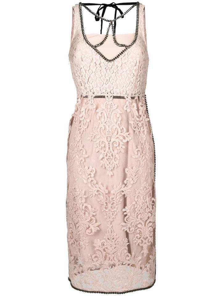 No21 Embellished Lace Overlay Dress - Nude & Neutrals