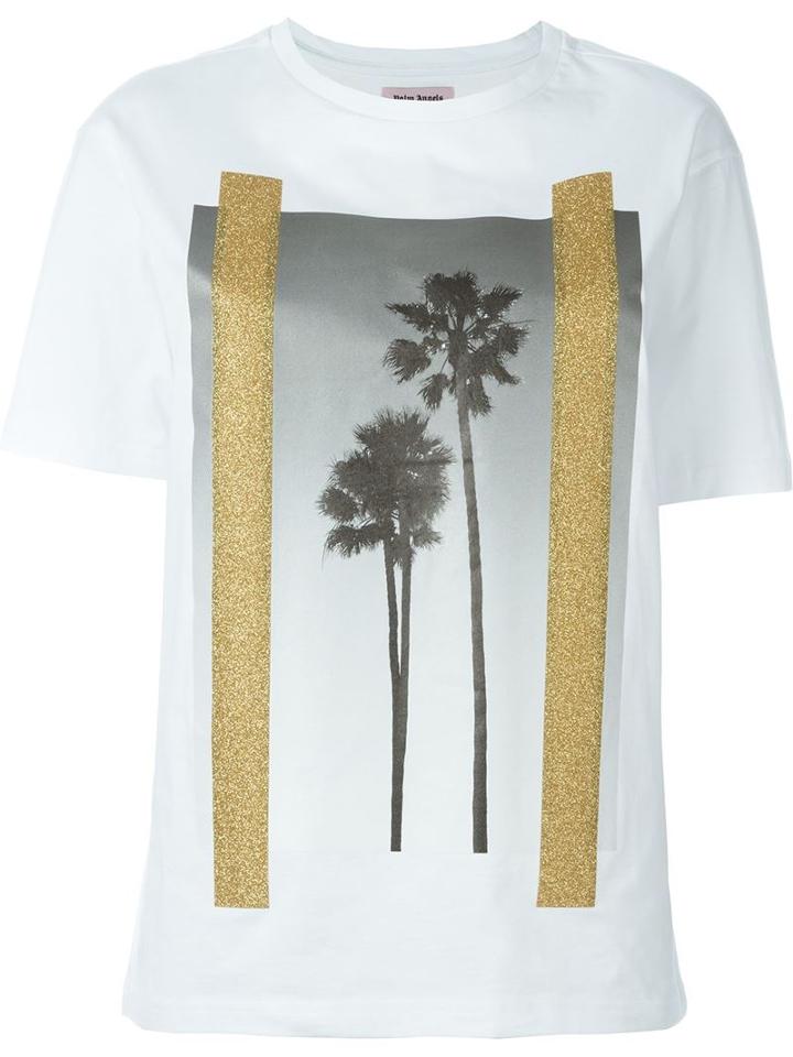 Palm Angels Palm Tree Print T-shirt, Women's, Size: S, White, Cotton