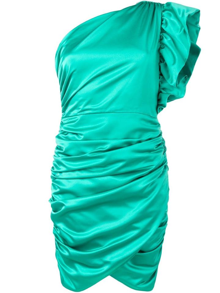 Ainea One Shoulder Ruched Dress - Green