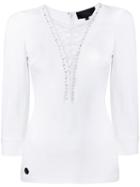 Philipp Plein - Bondage Top - Women - Cotton/spandex/elastane - M, White, Cotton/spandex/elastane