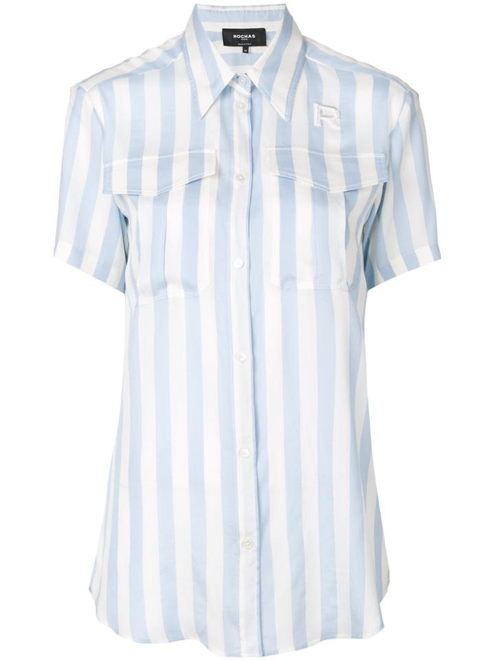 Rochas Striped Short Sleeve Shirt - Blue