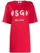 Msgm Logo Print Jersey Dress - Red