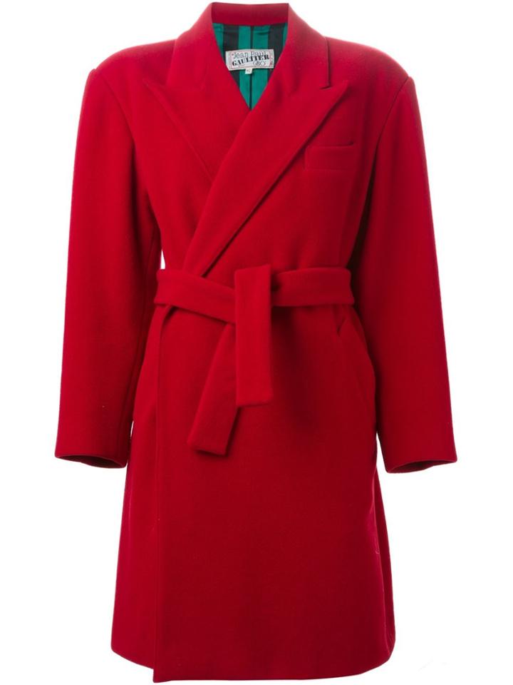 Jean Paul Gaultier Vintage Belted Double Breasted Coat - Red