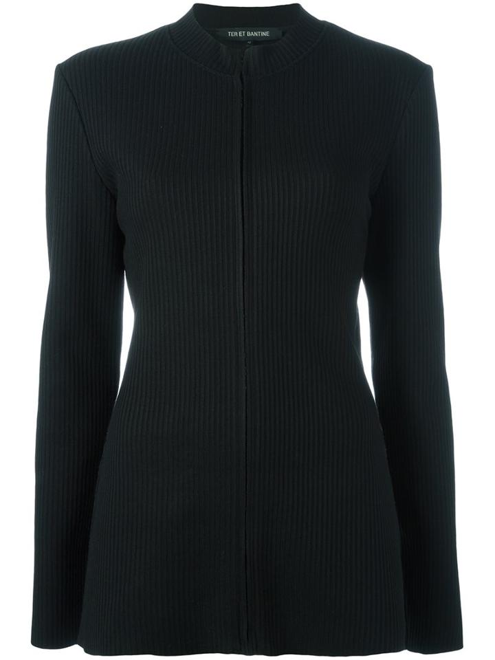 Ter Et Bantine Ribbed Zipped Cardigan, Women's, Size: 42, Black, Acrylic/polyurethane/spandex/elastane/cotton