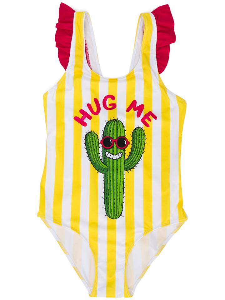 Mc2 Saint Barth Kids Teen Cactus Print Swimsuit - Yellow & Orange