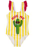 Mc2 Saint Barth Kids Teen Cactus Print Swimsuit - Yellow & Orange