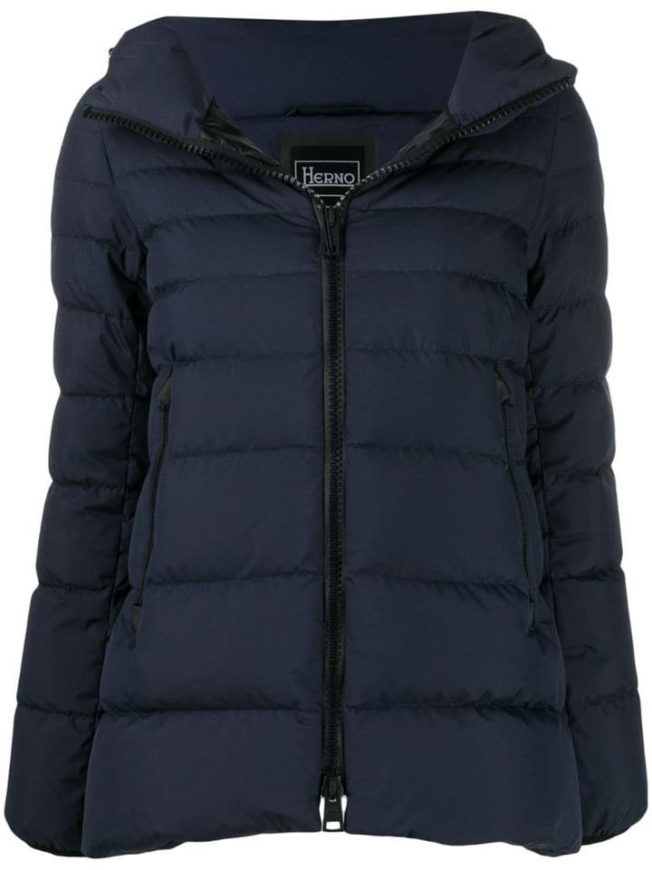 Herno Short Hooded Zip-up Jacket - Blue