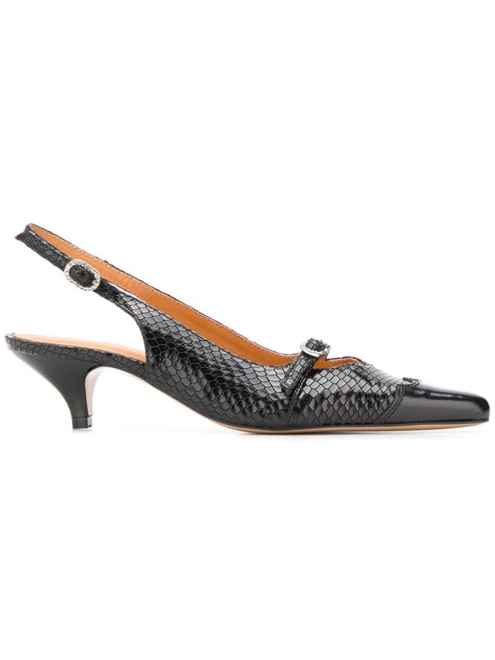 Ganni Sling-back Pointed Pumps - Black