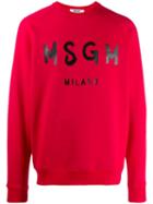 Msgm Brush Stroke Logo Sweatshirt - Red