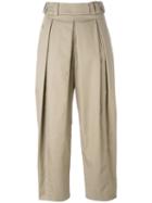 Alexander Wang Pleated Cropped Trousers, Women's, Size: 4, Nude/neutrals, Cotton/polyester
