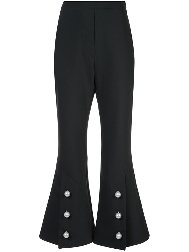 Ellery Buttoned Slit Flared Trousers - Black