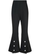 Ellery Buttoned Slit Flared Trousers - Black