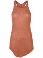 Rick Owens - Curved Hem Tank Top - Women - Cotton - 44, Yellow/orange, Cotton