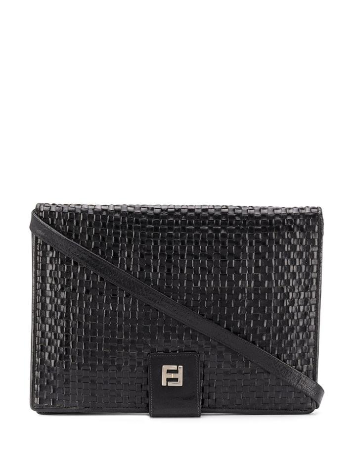 Fendi Vintage 1970's Woven-effect Shoulder Bag - Black