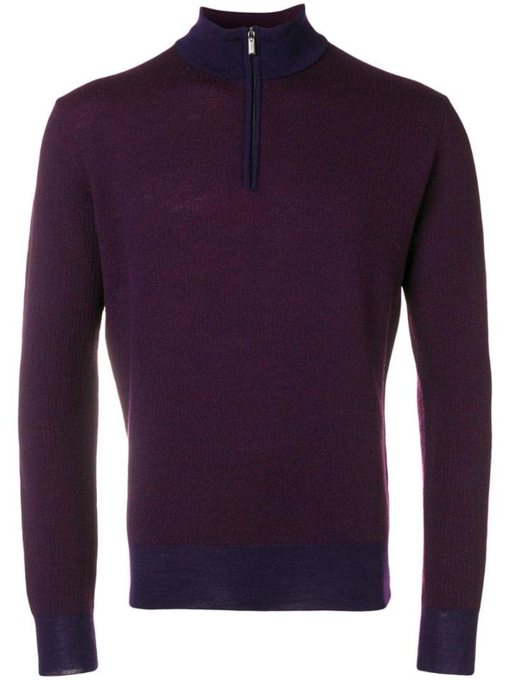 Canali Zipped Long-sleeve Sweater - Pink