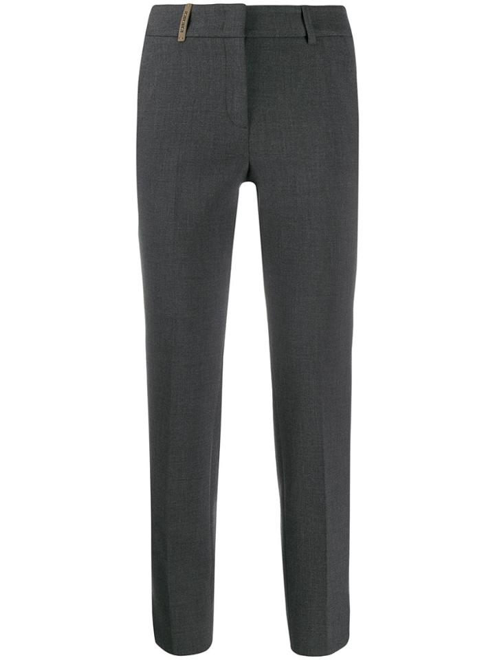 Peserico Slim Fit Cropped Trousers - Grey