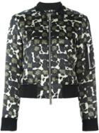 Dsquared2 Splatter Pattern Bomber Jacket, Women's, Size: 38, Black, Silk/polyester