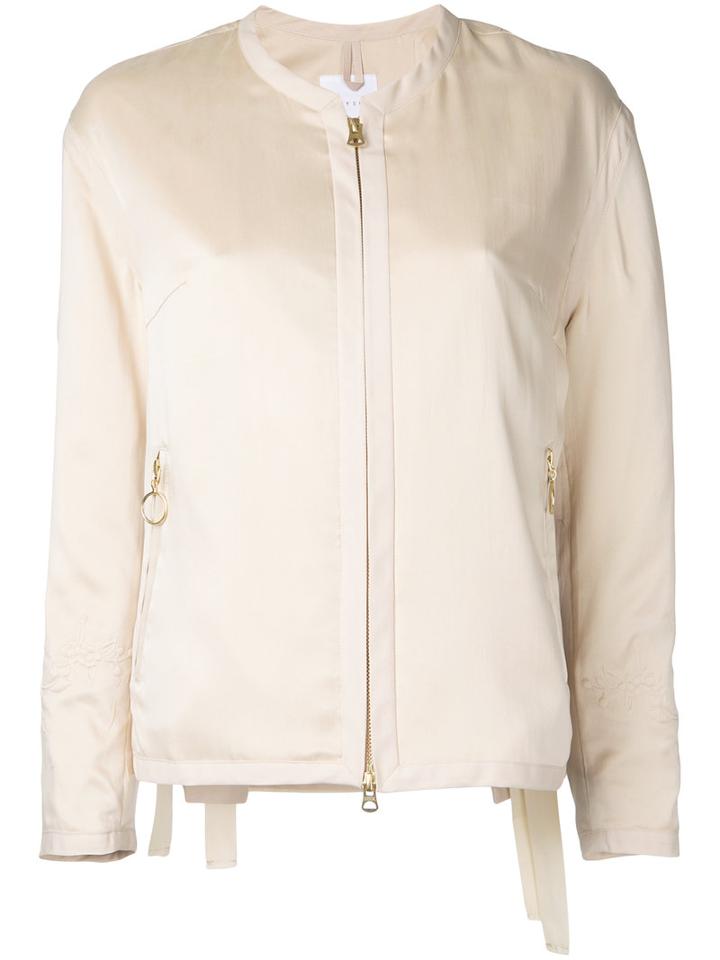 Cityshop - Zip Up Jacket - Women - Silk - One Size, Nude/neutrals, Silk