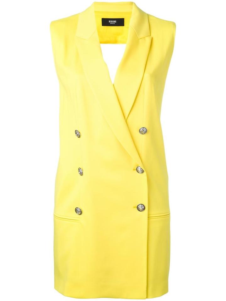 Versus Double Breasted Gilet, Women's, Size: 38, Yellow/orange, Wool/spandex/elastane/viscose