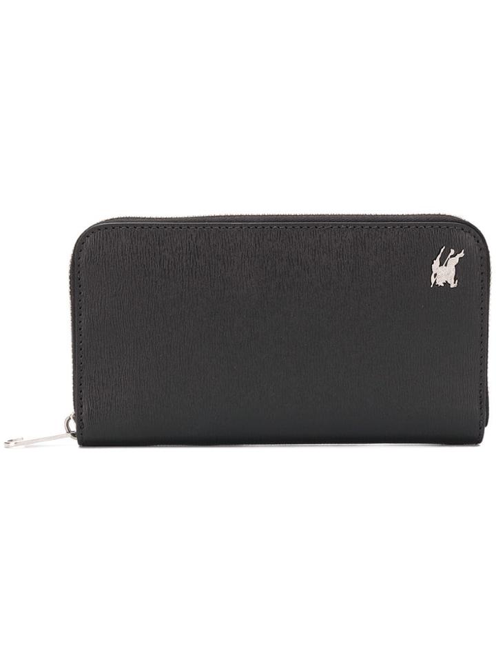 Burberry Logo Plaque Zip Around Wallet - Black