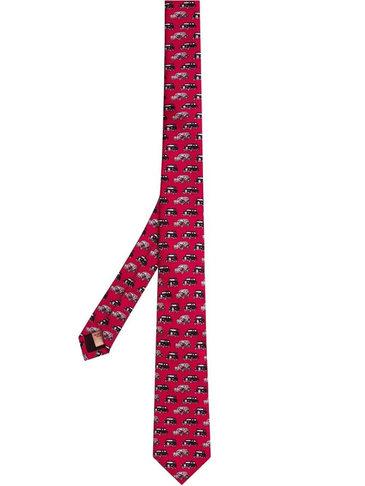 Burberry Slim Cut Taxi Print Tie - Pink