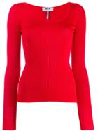 Msgm Ribbed Knit Top - Red