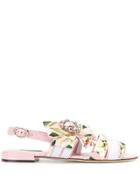 Dolce & Gabbana Lily Print Cady Sandals - Pink