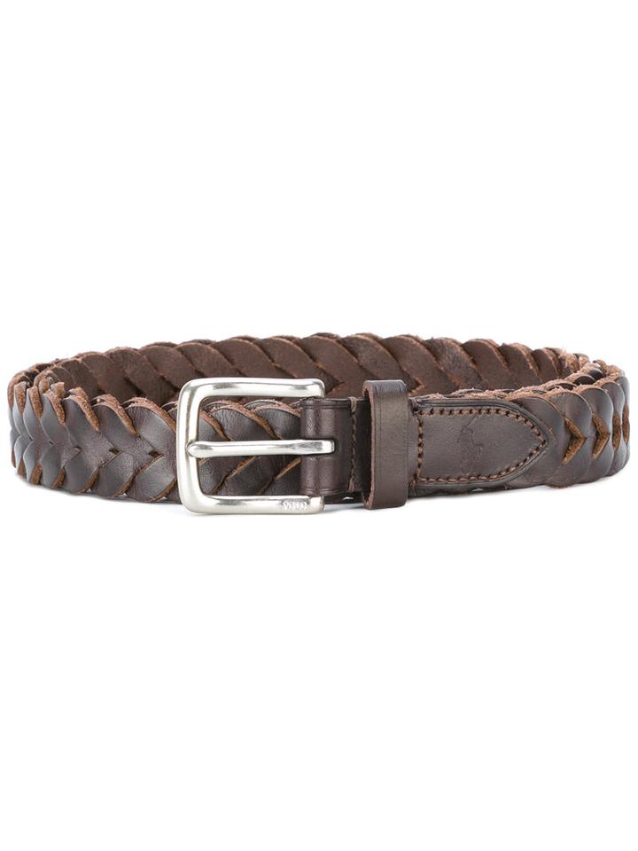 Polo Ralph Lauren Interlaced Leather Belt, Men's, Size: 90, Brown, Leather