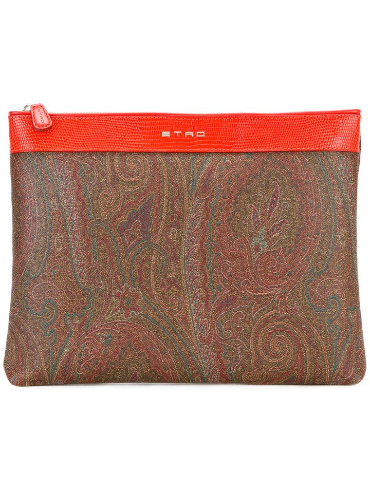 Etro Russel Clutch, Women's, Calf Leather/cotton/polyester