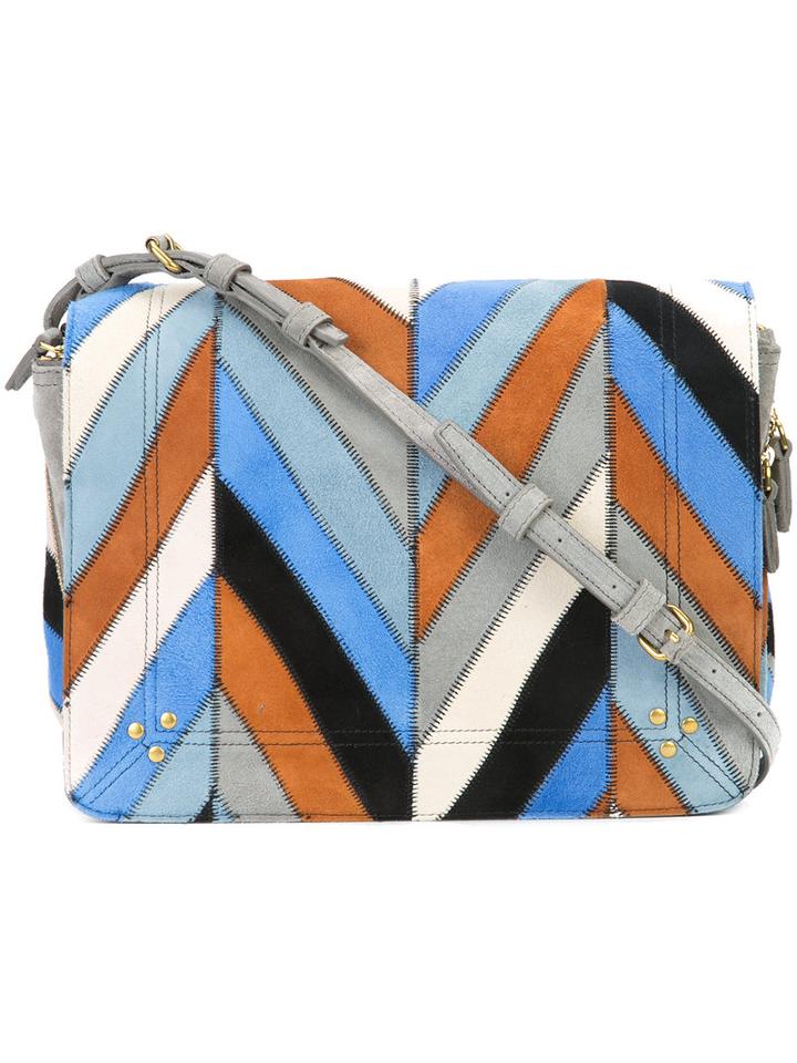Jérôme Dreyfuss Igor Chevron Pattern Shoulder Bag, Women's, Suede