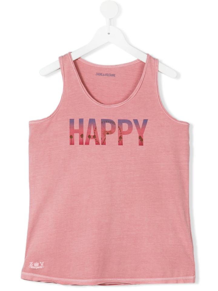 Zadig & Voltaire Kids - Teen Happy Print T-shirt - Kids - Cotton - 14 Yrs, Pink/purple