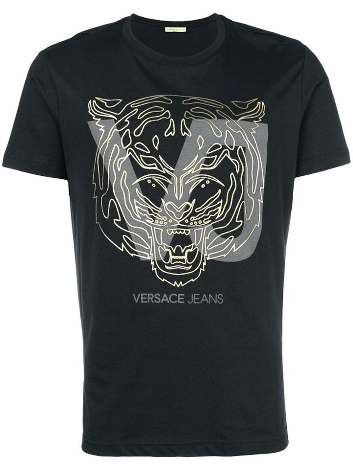 Versace Jeans Logo Printed Short Sleeve T-shirt - Black